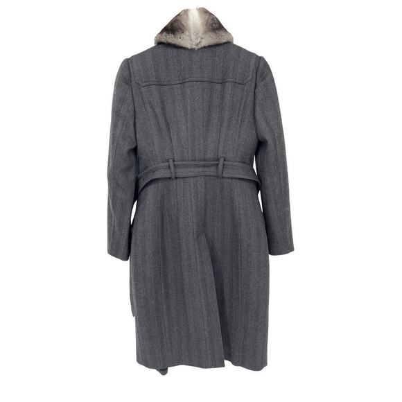 Burberry Prorsum Gray Wool Herringbone Double Breasted Mink Collar Peacoat IT 42 - Picture 7 of 15